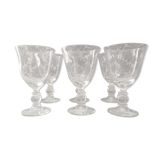 CHAMPAGNE SERVICE COINTREAU WINE WATER 6 GLASSES CRISTAL