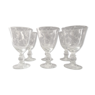 CHAMPAGNE SERVICE COINTREAU WINE WATER 6 GLASSES CRISTAL