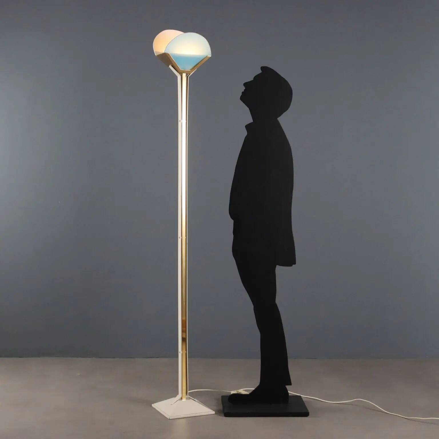 Vintage aluminium and glass floor lamp, Italian design, 1980s.