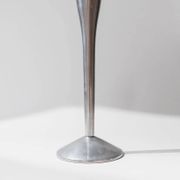 Set of 2 Stainless Steel Vintage Candle Holders, Silver Finish, Space Age Italian Design (1970s)