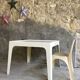 Square fiberglass dining table - space-age design 1960