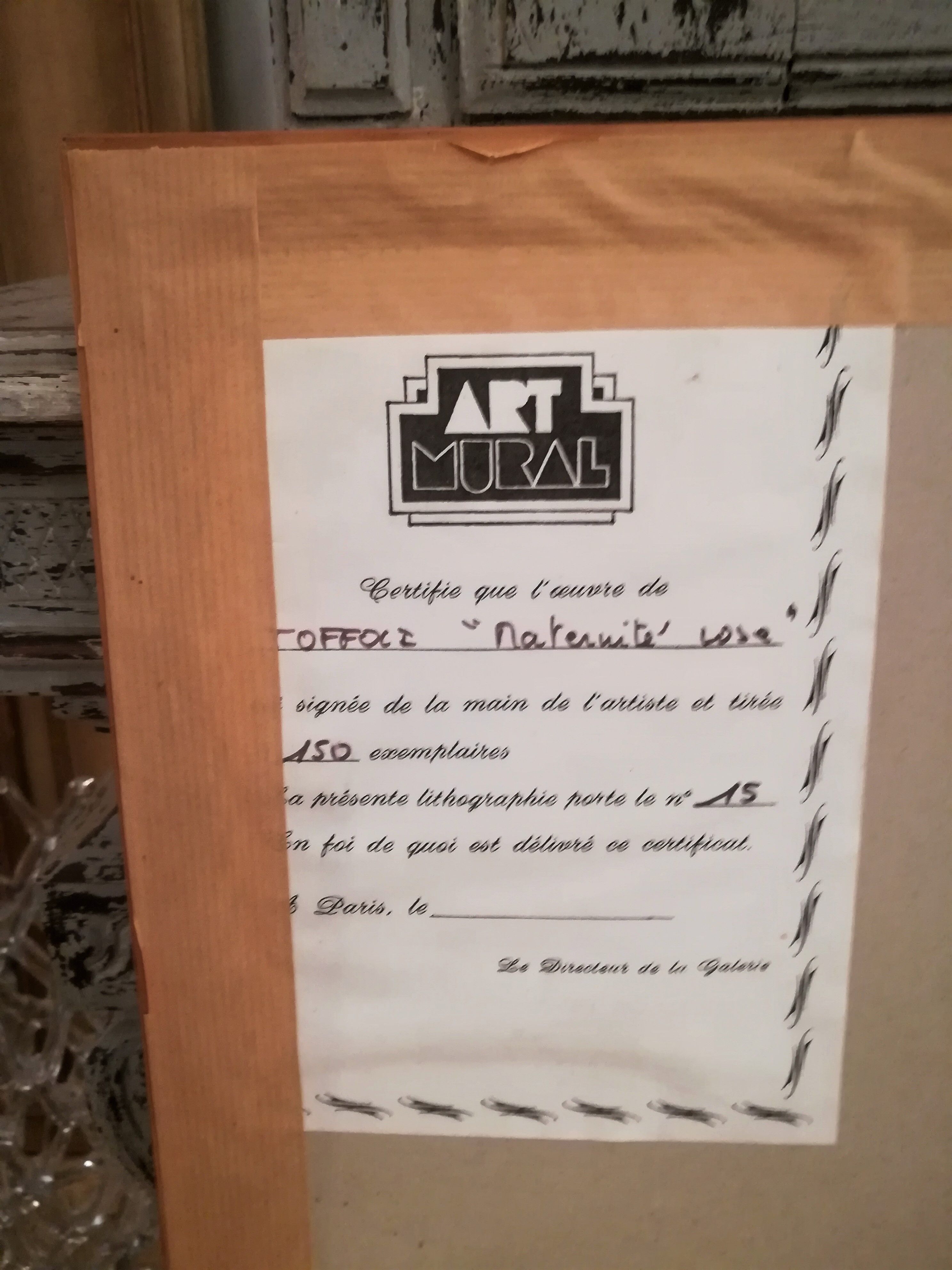 Lithography of Louis Toffoli "pink motherhood"