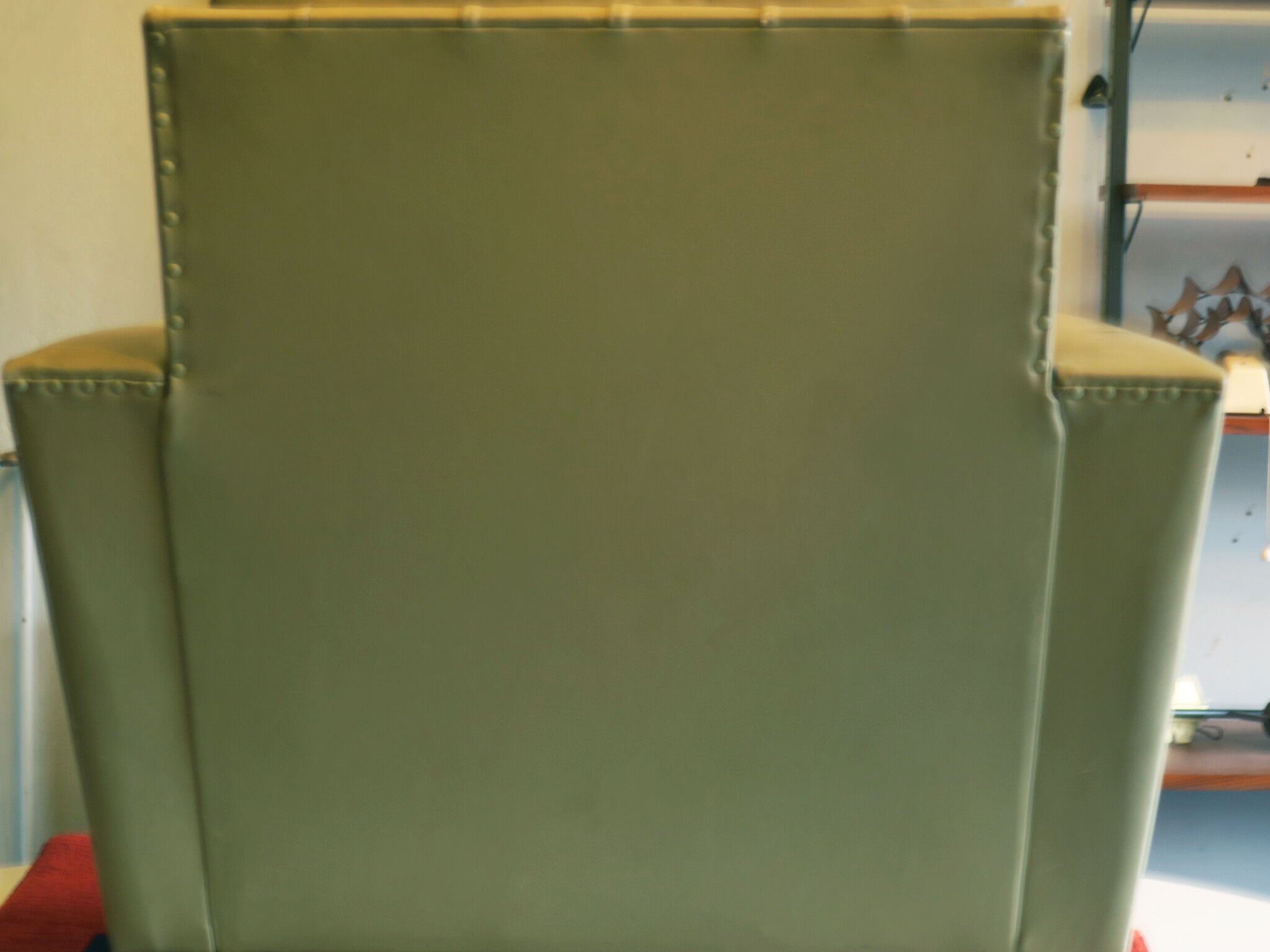 Mid century pistachio-coloured leather lounge chair 1950-60