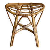 Tabouret vintage en rotin, France 1970