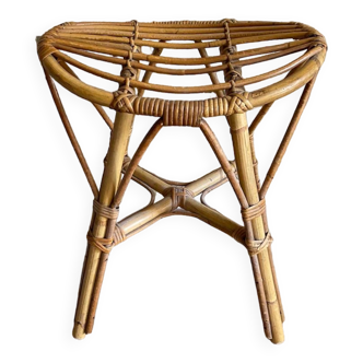 Tabouret vintage en rotin, France 1970