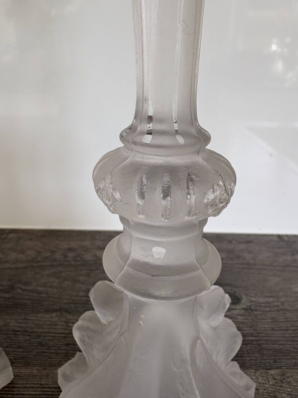 Paire de bougeoirs anciens Val Saint Lambert - Modèle Griffon