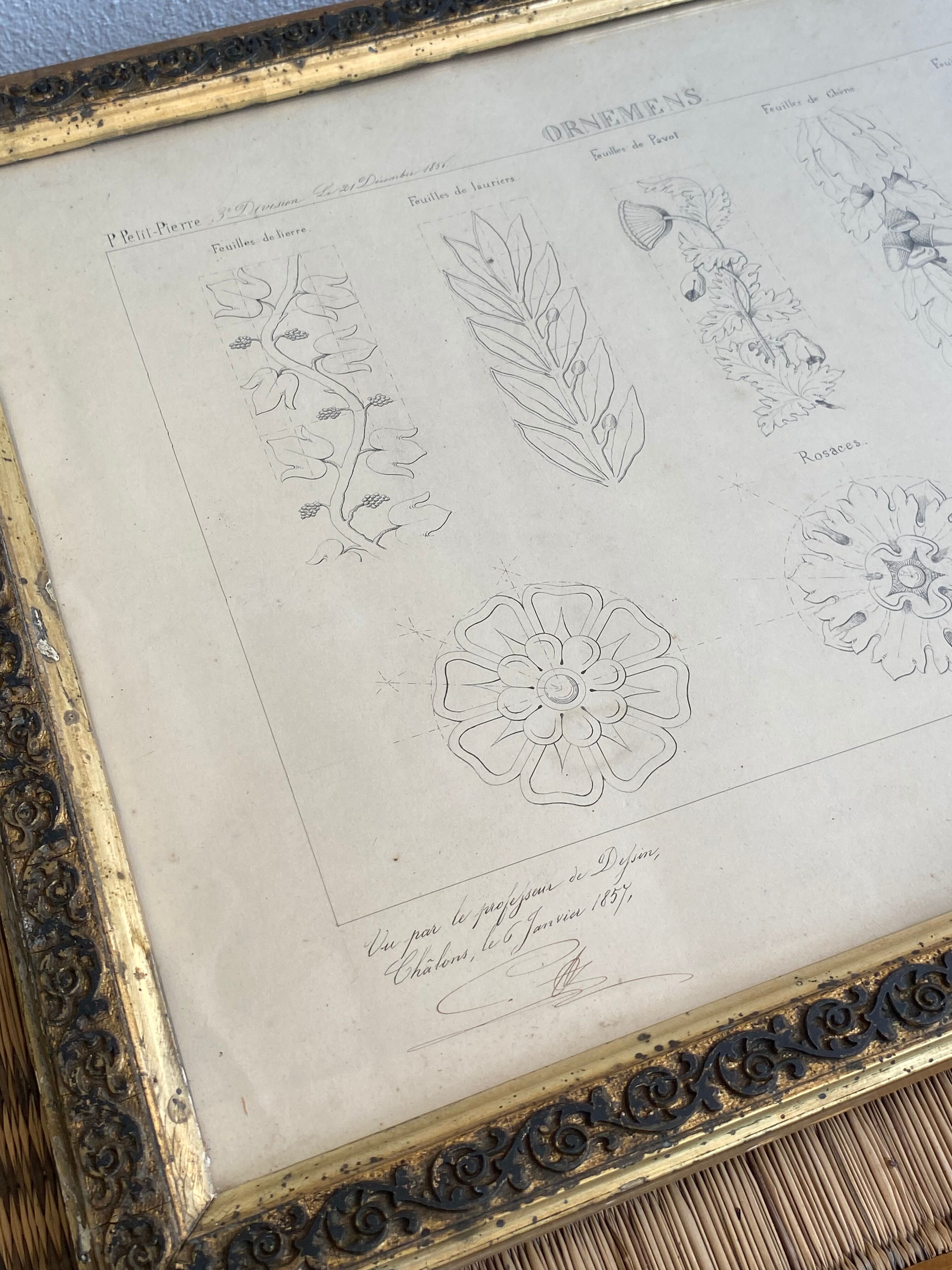 Architectural drawing 1857, glazed wood frame