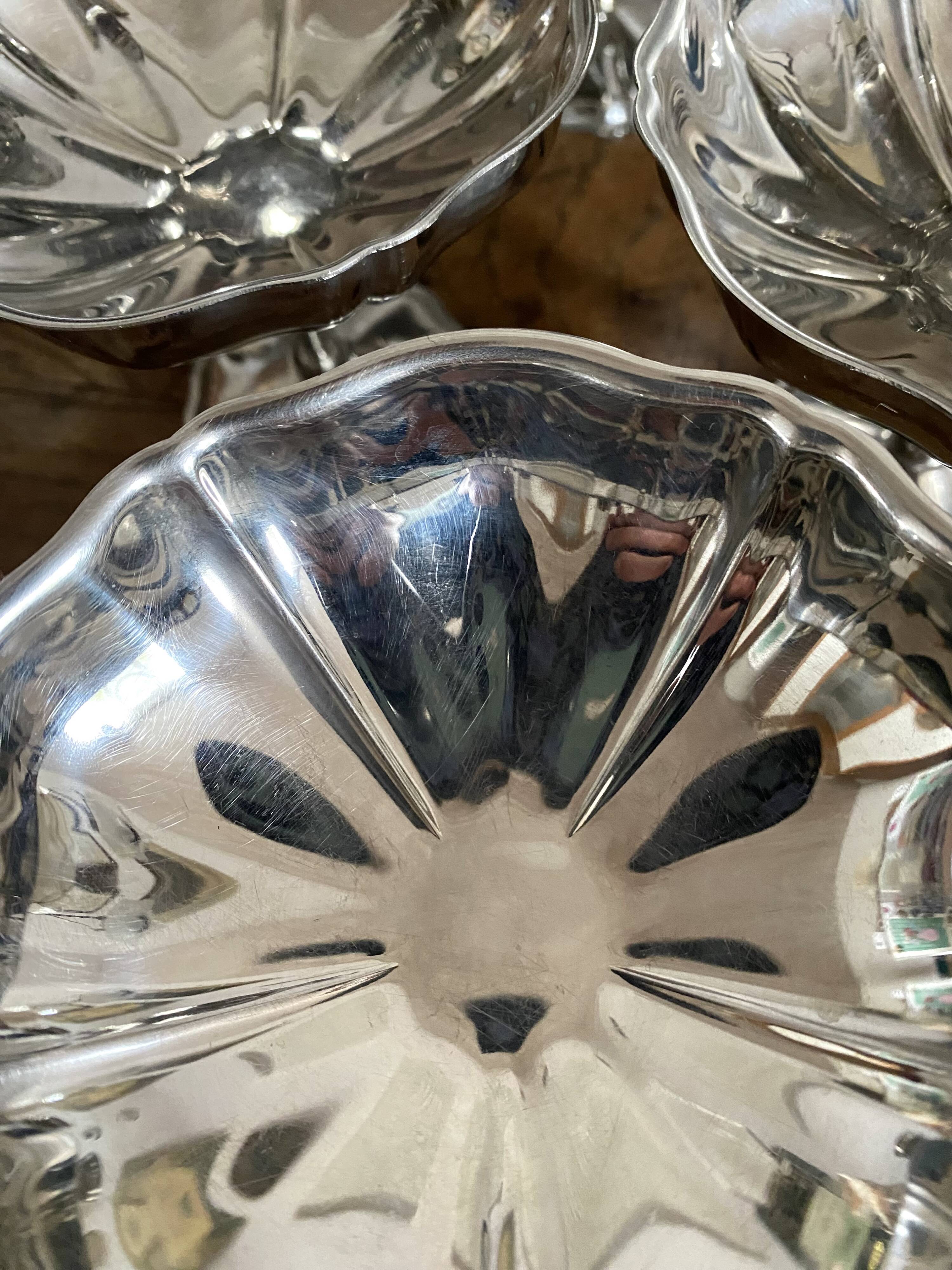 Large stainless steel stemmed bowls