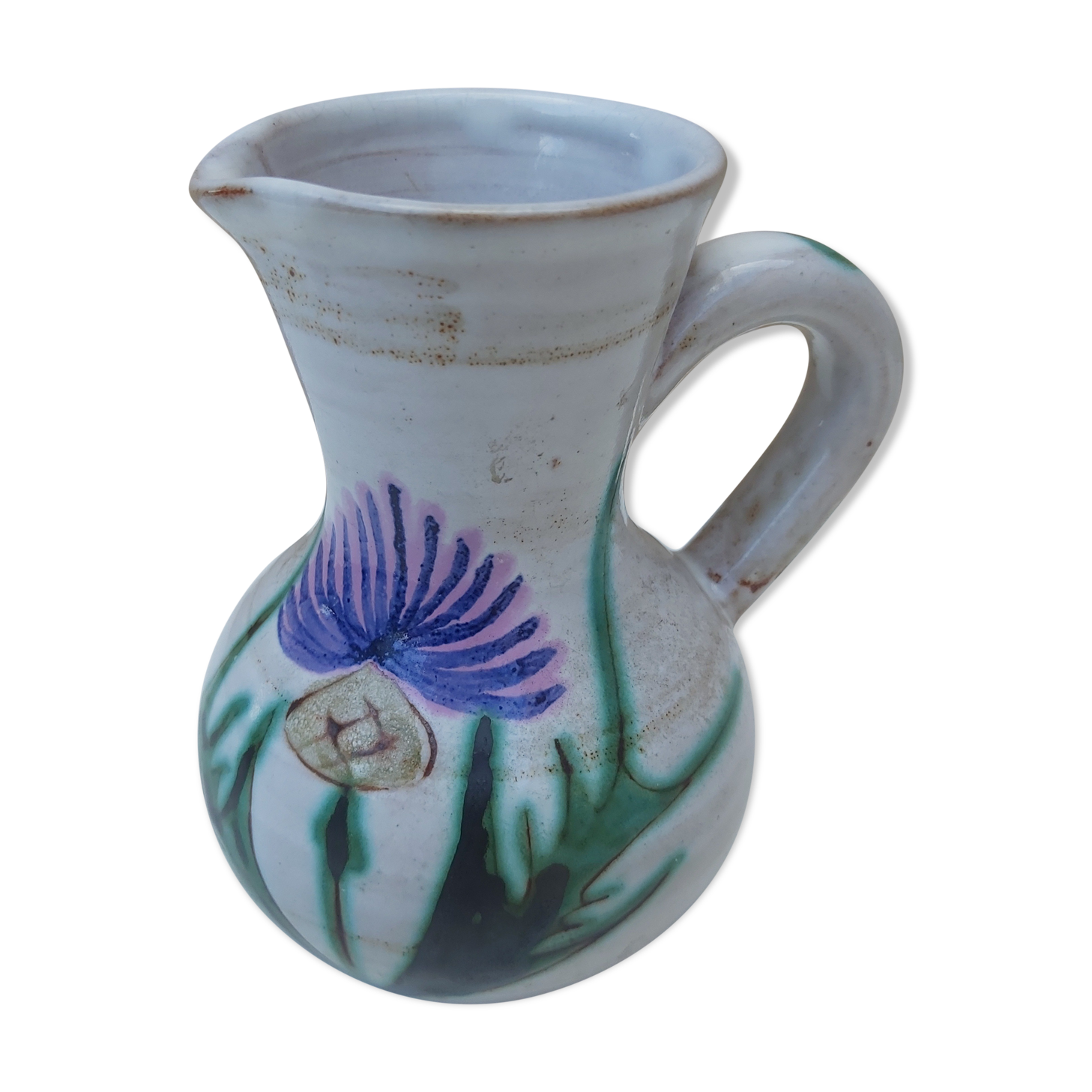 Small pitcher decoration thistles