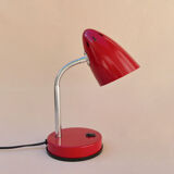 Lampe de bureau rouge vintage années 80 en métal avec bras articulé