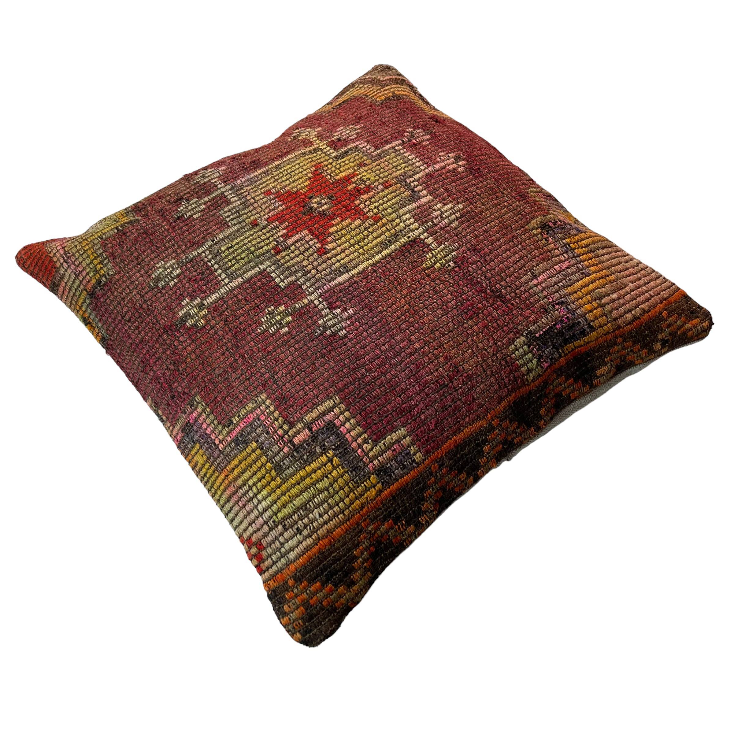 Vintage turkish kilim cushion cover , 55 x 55 cm