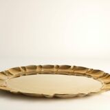 Hollywood Regency Large Oval Brass Tray by Firma Lars Holmström, Sweden 1940's