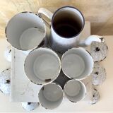 Spice jars and coffee maker in enameled sheet metal