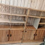 Pair of vintage bamboo rattan bookcases