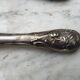 Art Nouveau salad servers in horn and silver metal