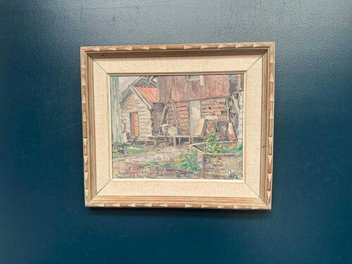 Original Swedish Oil on Canvas – “Gårdsmotiv” by Edvin Ollers – Signed