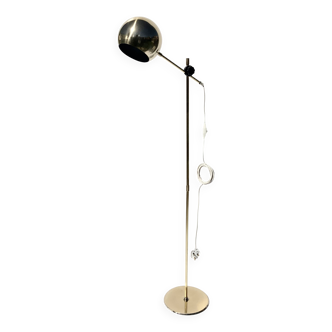Vintage Brass Floor Lamp Bubble Height-adjustable Spotlight from IKEA 1970s