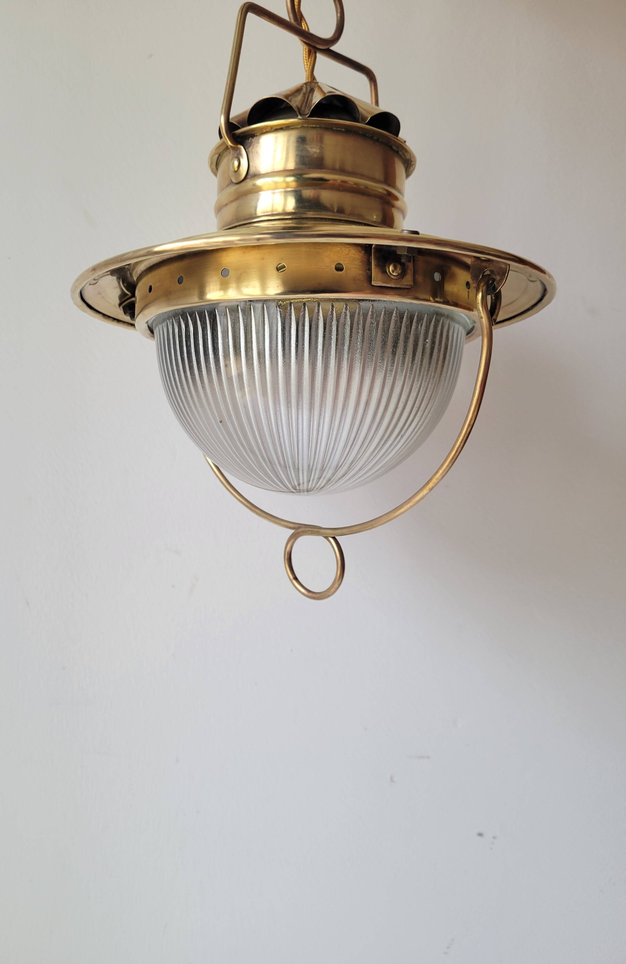 Holophane marine wall light in brass