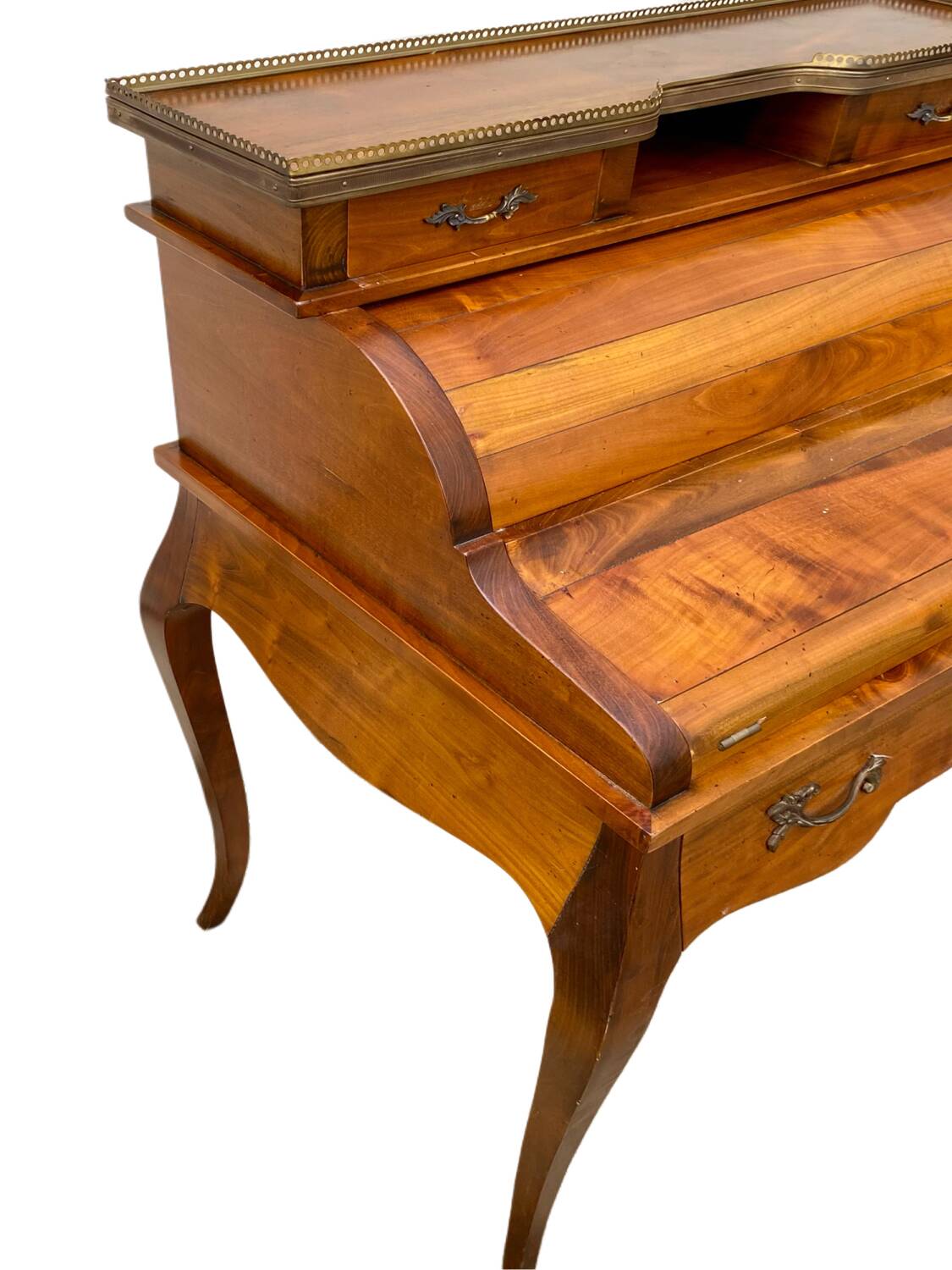 Secrétaire bureau à cylindre de style Louis XV, 6 tiroirs