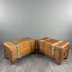 Pair of wooden and engraved brass chests, 20th century