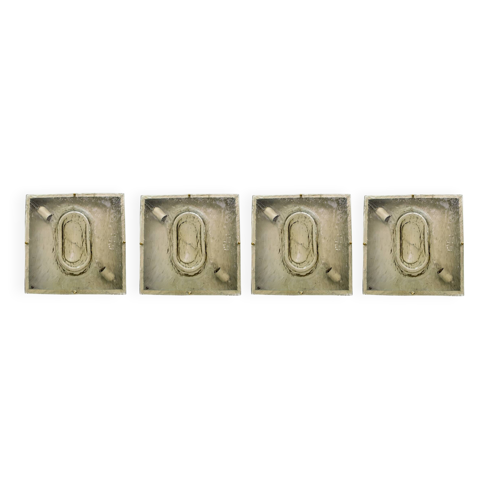 Four Toni Zuccheri Mid-Century Modern Murano Glass Sconces for Venini, 1960