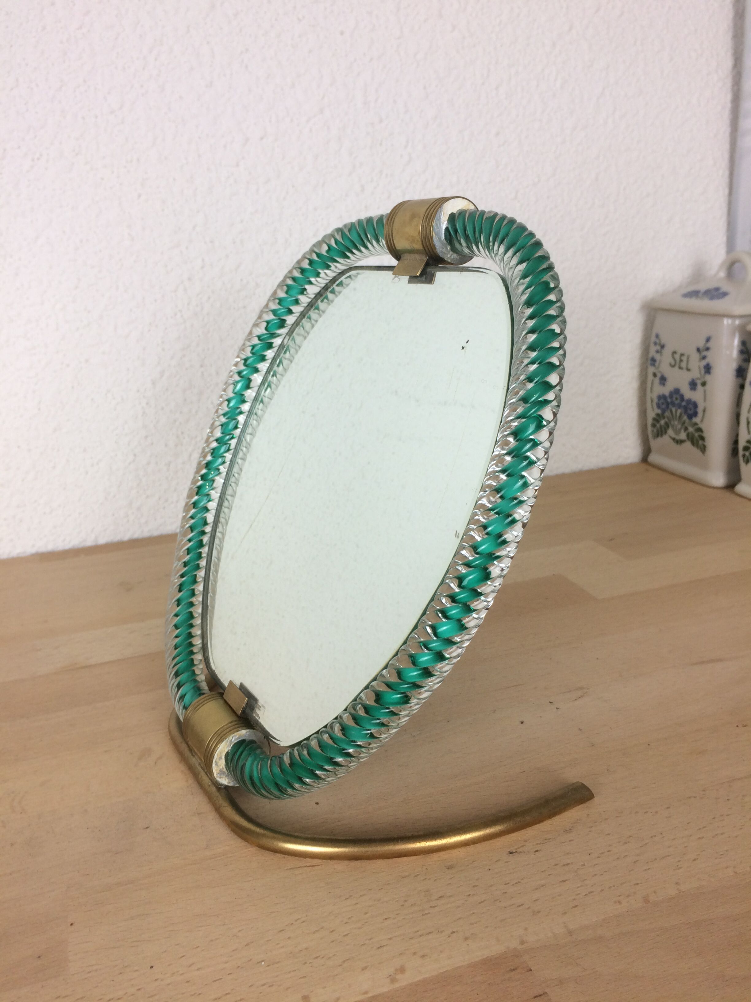 Miroir Barovier & Toso en verre de Murano, Italie - 22x23cm