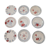 Lot de 9 assiettes Sarreguemines Digoin et Moulin des Loups