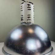 Rare industrial suspension Osram HQL – large aluminium reflector 53