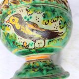 Gargoulette locked in two vats, decorated with a bird