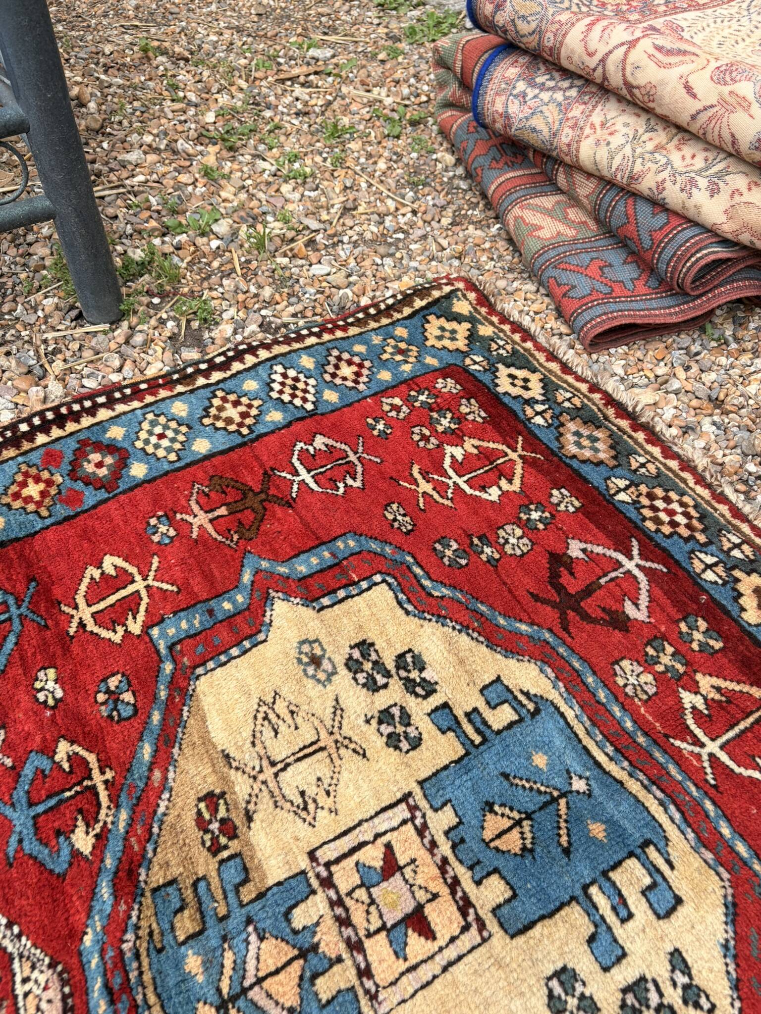 Vintage Caucasian Kazak carpet handmade USSR 1950 - wool on wool 255x120