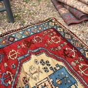 Vintage Caucasian Kazak carpet handmade USSR 1950 - wool on wool 255x120