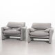 Cassina Lounge Chair 'Maralunga' by Vico Magistretti in Grey Leather 1970s