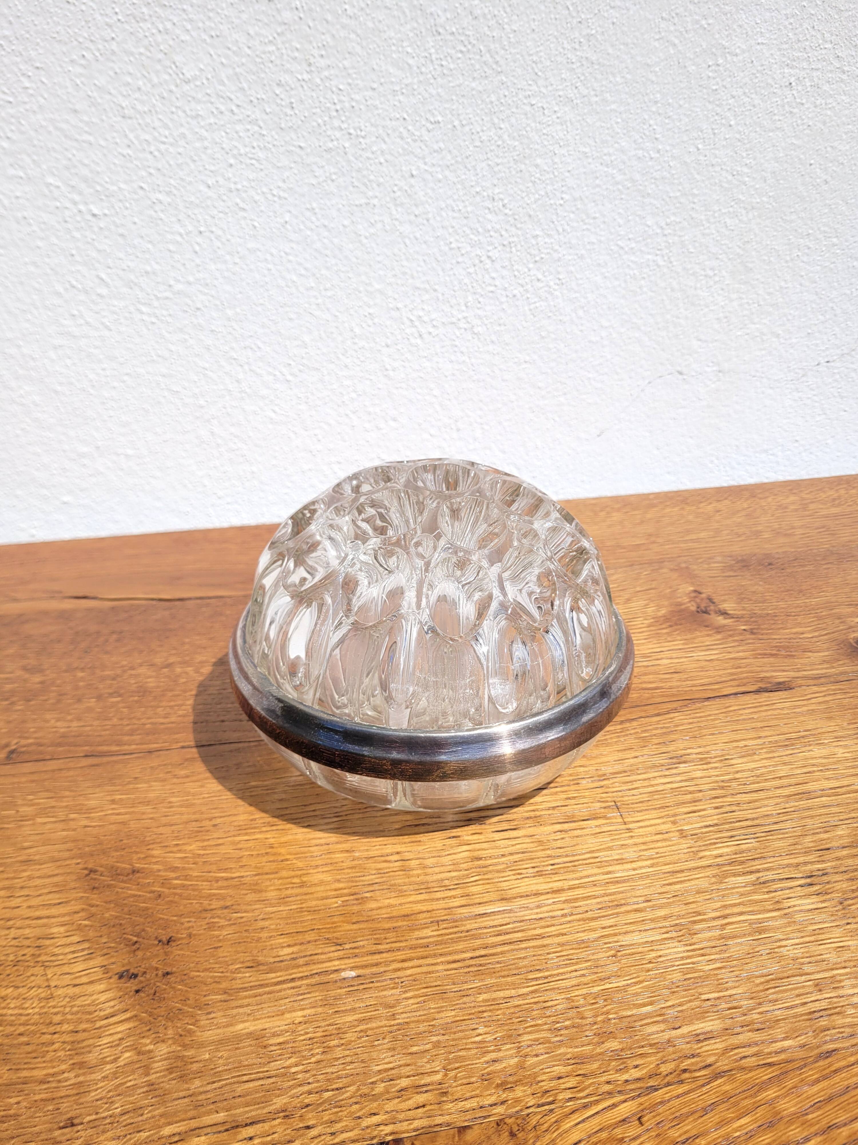 Large flower spike in glass and silver metal