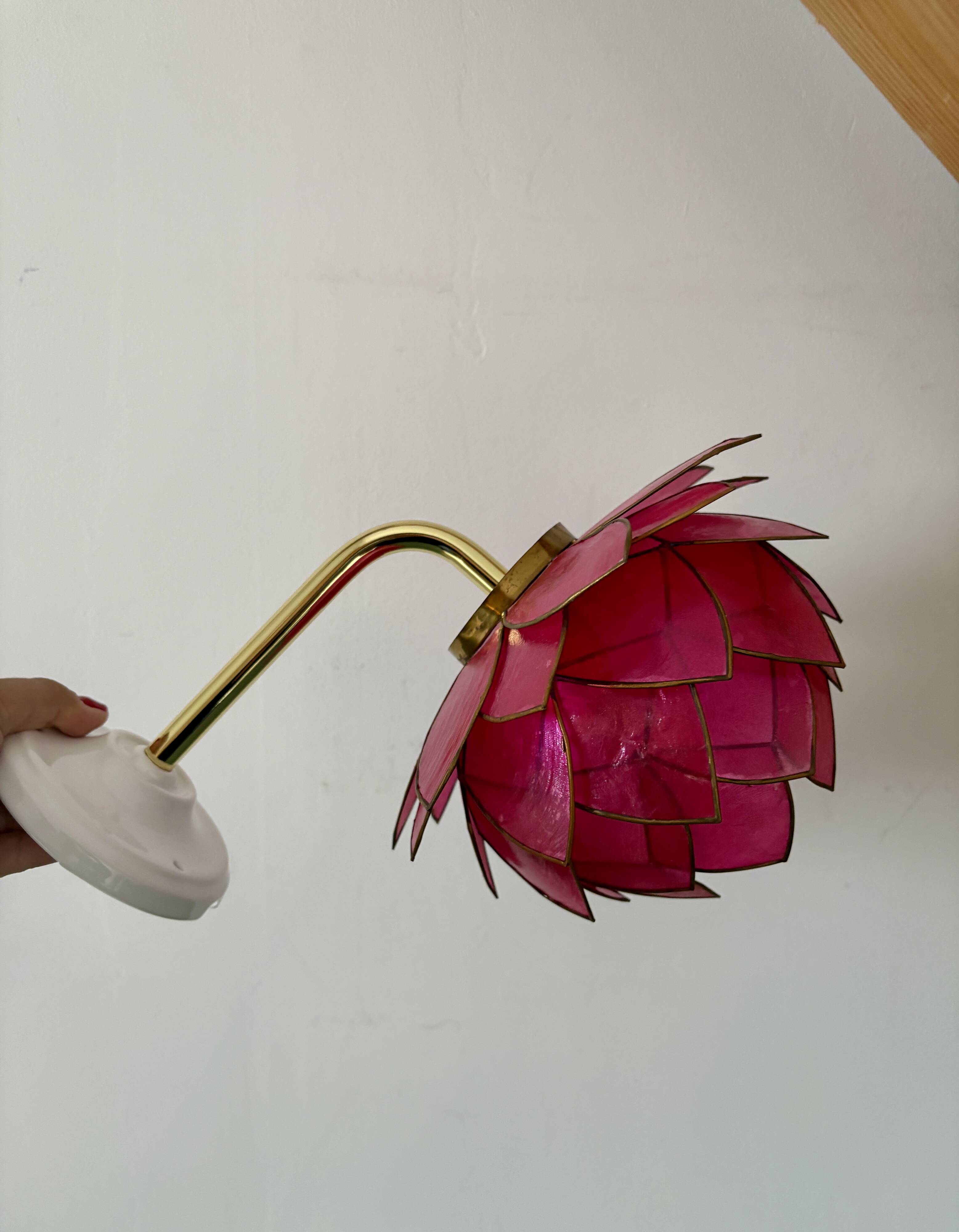 Vintage pink mother-of-pearl angled wall lamp