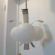 Vintage 3-branch chandelier in aluminum and opaline – 70s – Retro design