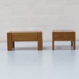 Paire de tables de chevets ou basses Regain orme verni