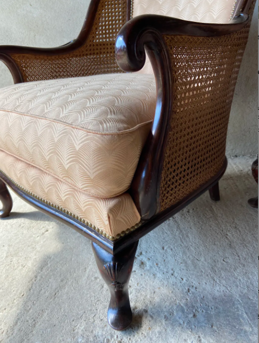 Pair of vintage 1940 canned armchairs