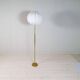 Modern mid-century brass floor lamp ASEA with round cotton shade, Sweden, 1960s