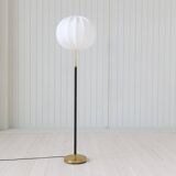 Mid-century black leather floor lamp by Falkenbergs Belysning, Sweden, 1960s.