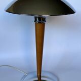 Paquebot chrome and wood design lamp 1980