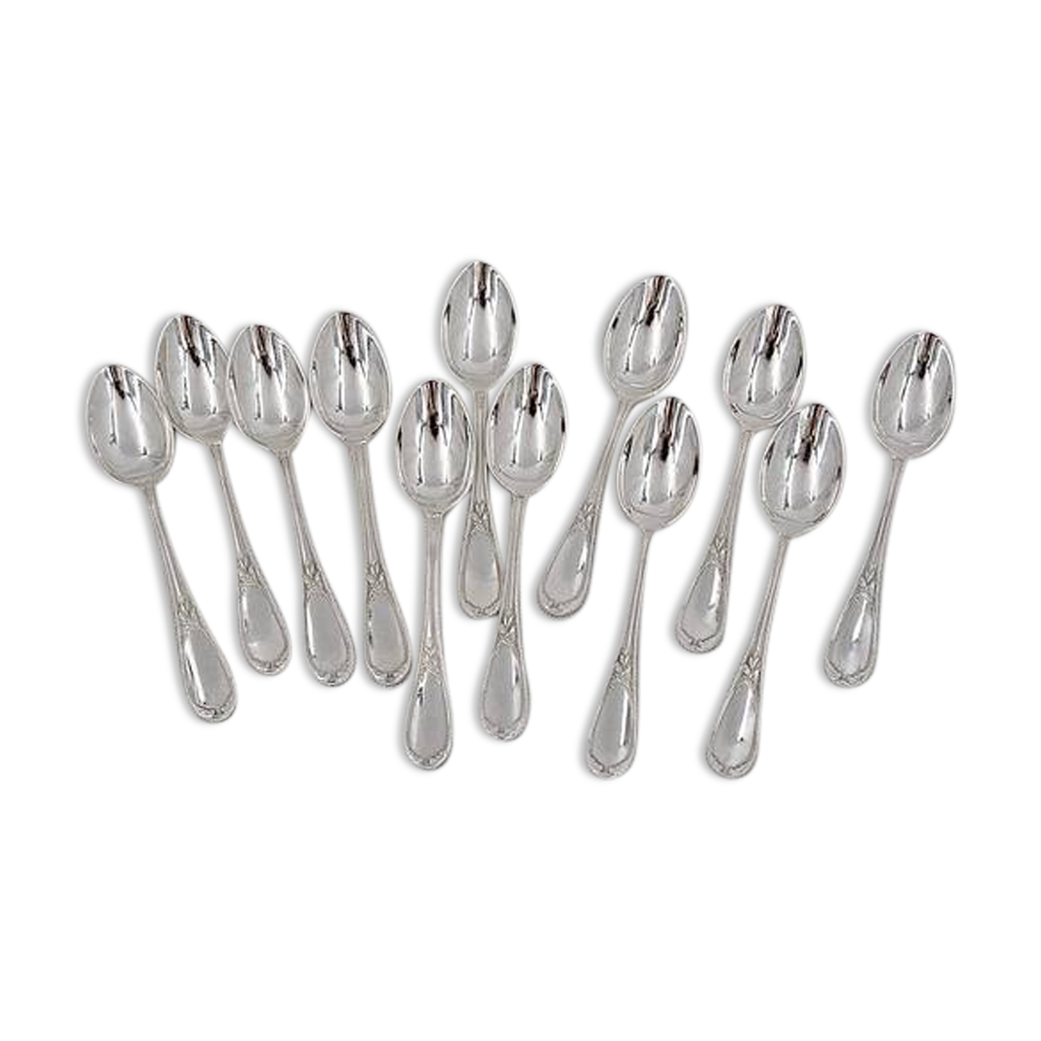 12 mocha spoons, coffee, silver-plated metal Ercuis Lauriers