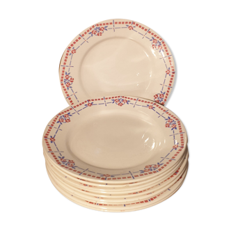 Suite of 10 flat plates Creil Montereau