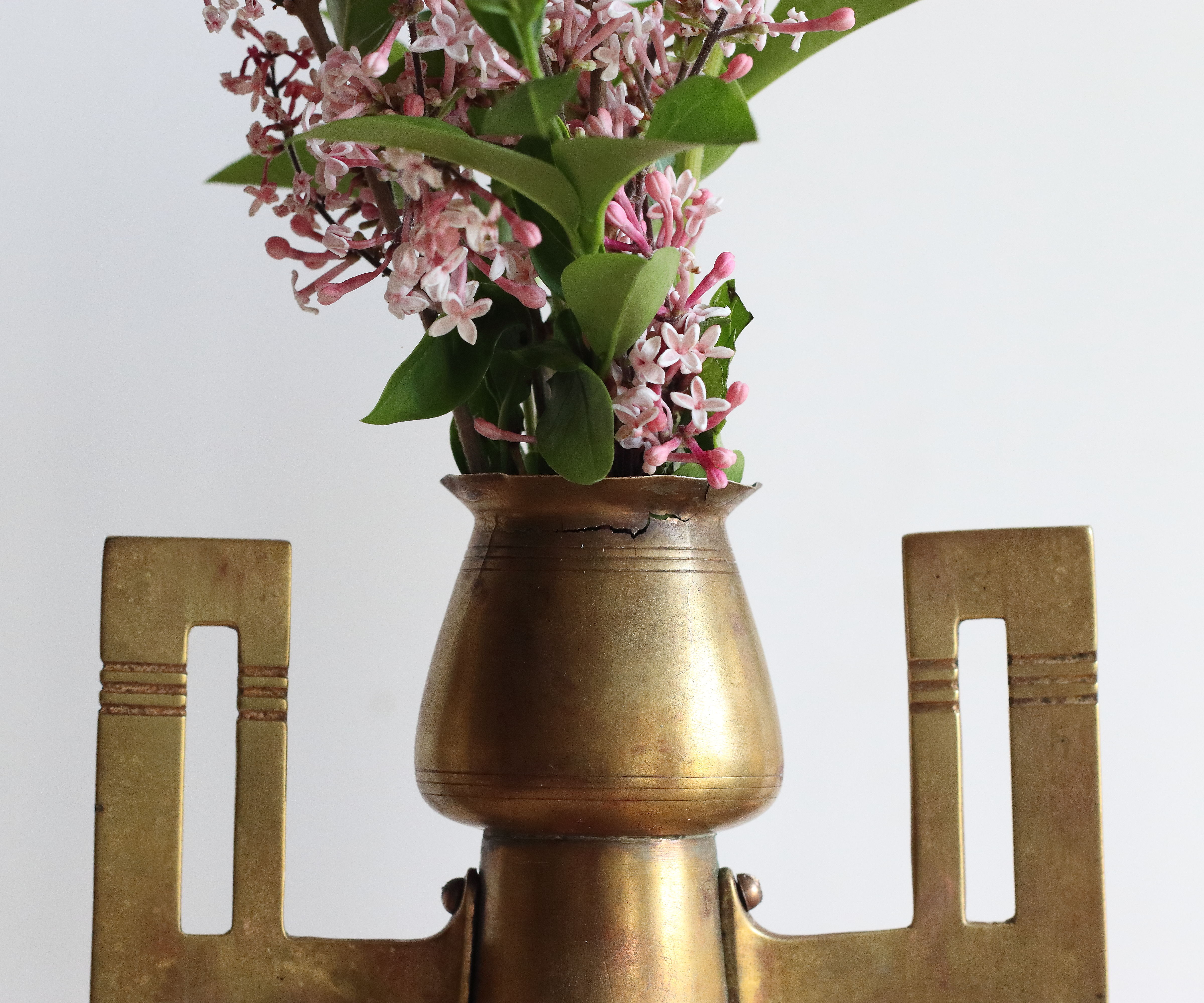 Pair of art nouveau copper and brass vases by Gustave Serrurier-Bovy