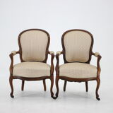 Pair of original danish rococo chairs 1900s