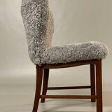 Danish beside chair in grey sheep skin  1940s