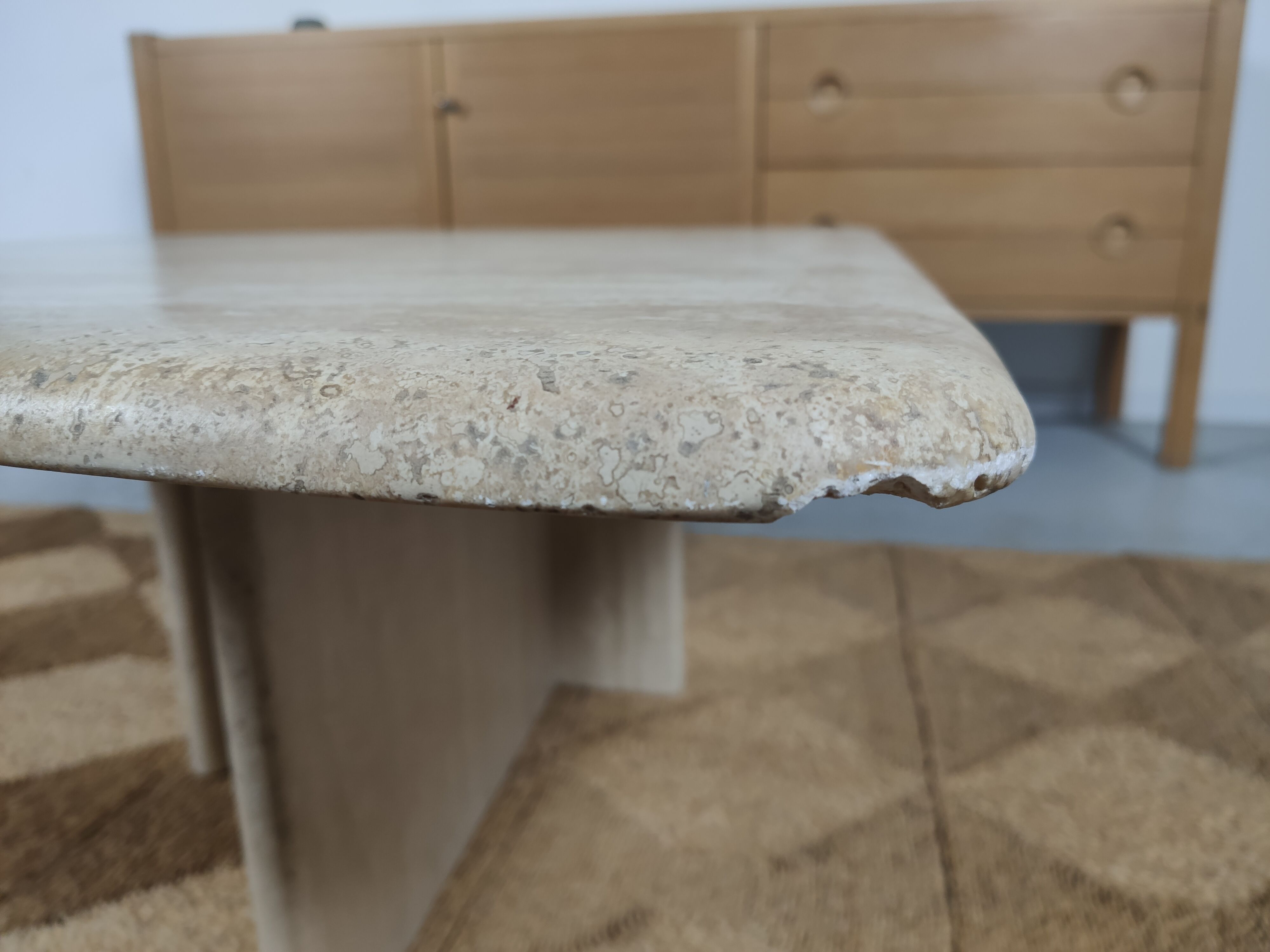 80s travertine coffee table