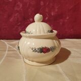 Sugar bowl or covered box Sarreguemines earthenware Obernai style