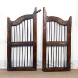 Old Burmese teak gate with openwork wrought iron panels