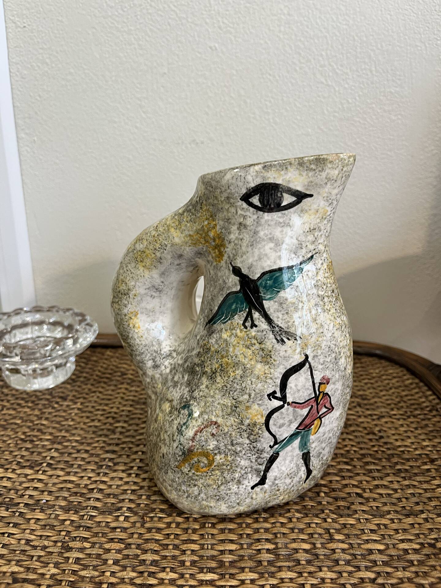 Carafe, jug, pitcher, zoomorphic vase signed R. Santi Vallauris
