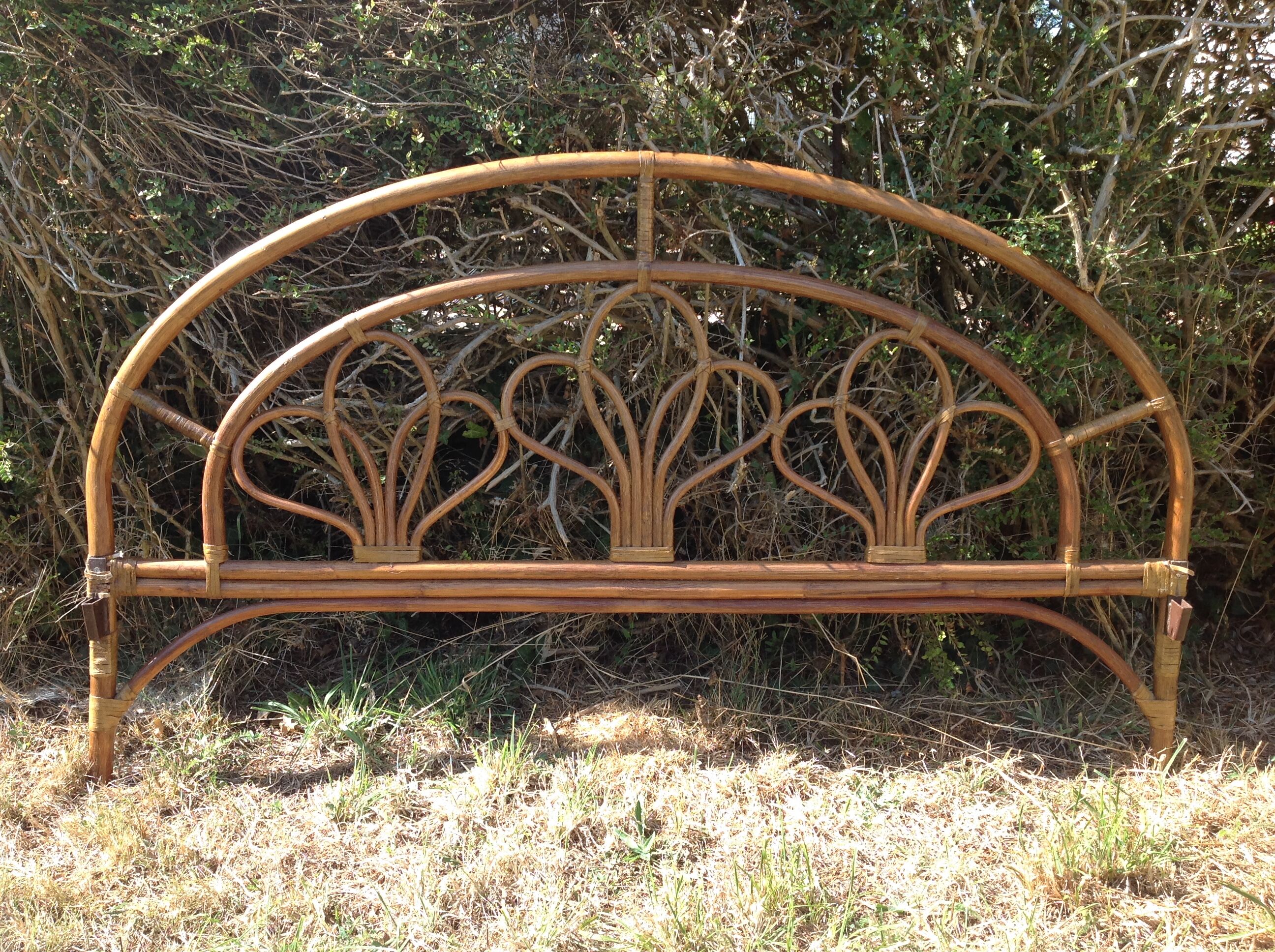 Rattan and bamboo bedhead